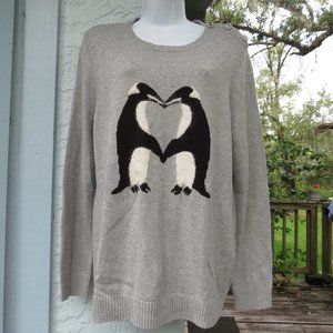 Charter Club Penguin Love Heart Long Sleeved Womans Sweater XL